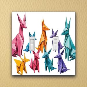Origami Dogs Light Switch Plate Outlet cover Electric switch plate wall decor Stained glass art rocker plate lightswitch plates