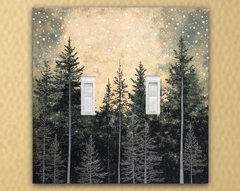 Beautiful trees light switch plate outlet cover switch cover home decor switch plate wall plate rocker plate rocker switch