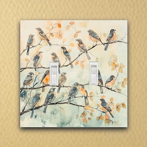 Vintage watercolor Birds perched light switch plate outlet cover switch cover home decor switch plate wall plate rocker plate rocker switch