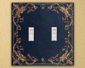 Victorian Brown Damask Light Switch Cover – Metal Wall Plate For Kitchen Or Bathroom