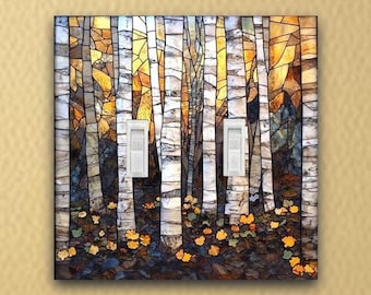Stained glass inspired Aspen Trees light switch plate Wall Switch Plate outlet cover rocker switch plate wall plate outlet housewarming gift