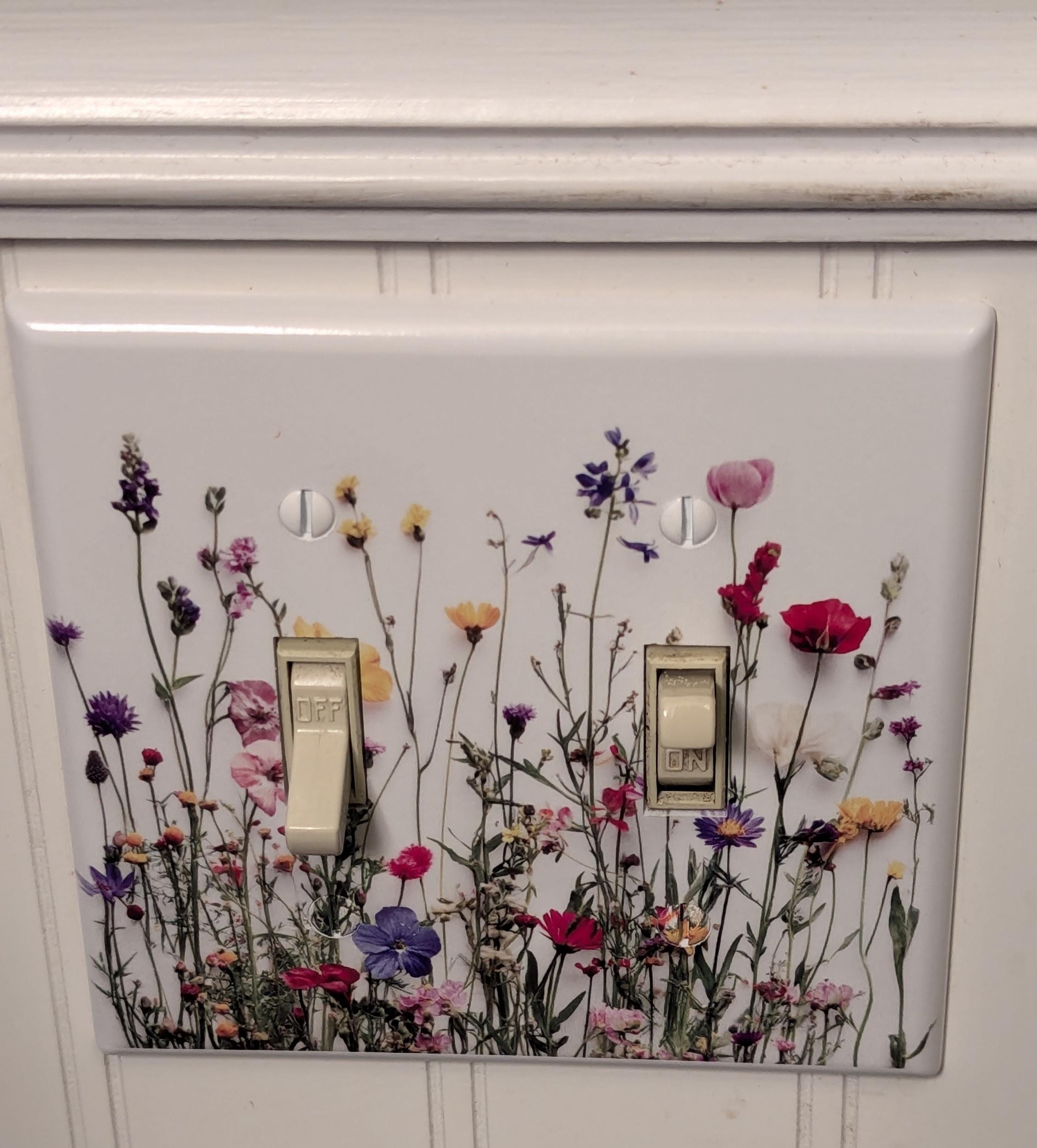 Wildflowers light switch plates. outlet cover switch cover home decor switch plate electric wall plate rocker plate light switch plate