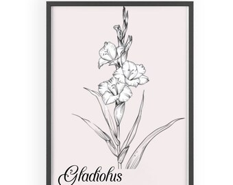 August Glory: Gladiolus Geburtsblumen Wandkunst - Feier Stärke und Schönheit! #AugustBirthFlower #WallDecor" Geschenk für Mutter Oma Tochter