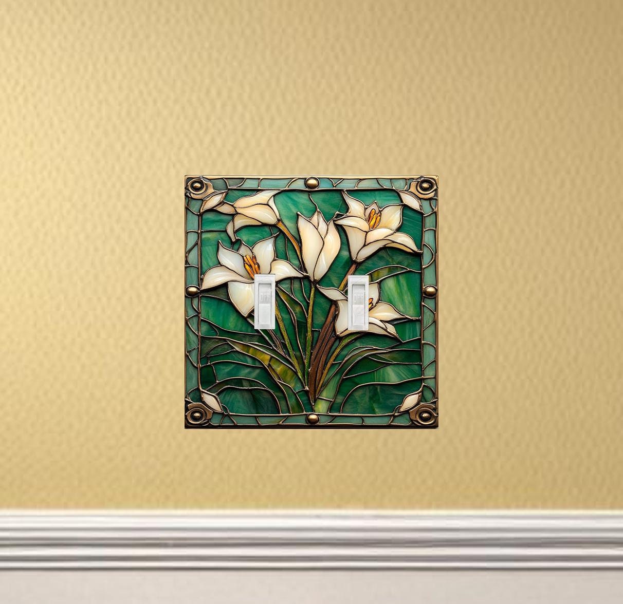 Art Nouveau Lily design Wall Switch Plate outlet cover rocker plate light switch plate wall plate covers lightswitch plate gift idea.