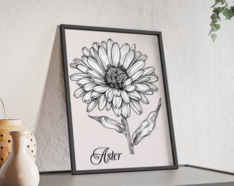 Sérénité de septembre : oeuvre d'art murale fleur de naissance d'aster - Embrassez la grâce de la fin de l'été ! #SeptemberBirthFlower #WallDecor" cadeau maman grand-mère fille