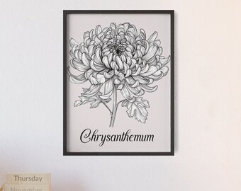 Splendeur de novembre : décoration murale fleurs de naissance chrysanthèmes - Célébrez la beauté de l'automne ! #NovemberBirthFlower #WallDecor" maman grand-mère fille