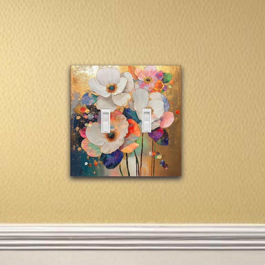 Decorative Printed Switch Plate - Electrical Switch Cover Wall Plate by Art Plates - Floral Skull