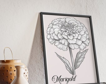 October Glow: Marigold Birth Flower Wall Art - Embrace Autumn's Radiance! #OctoberBirthFlower #WallDecor" gift for mom grandma daughter