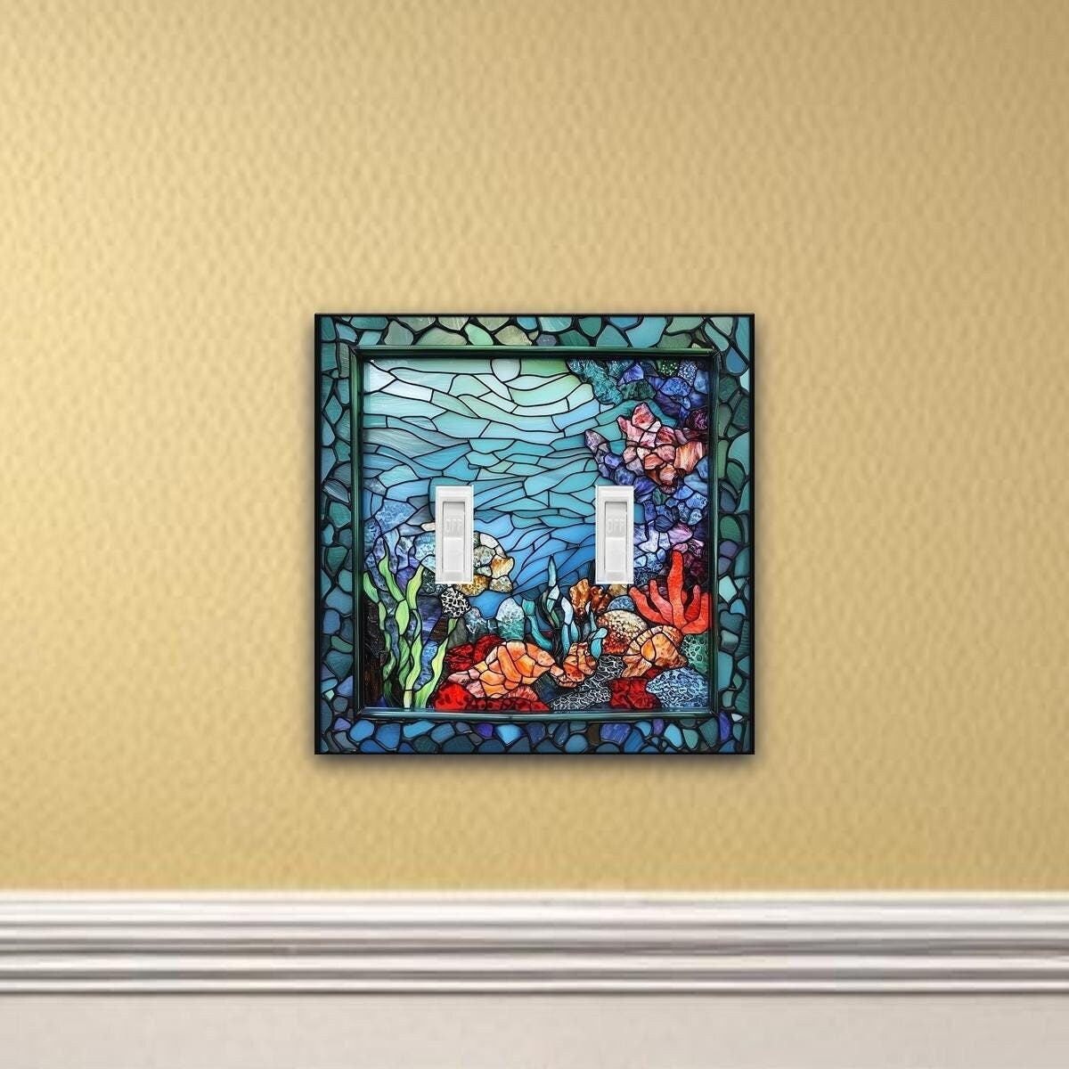 Stained glass Ocean Life switch plate light switch plate Wall Switch Plate outlet cover rocker switch plates light switch plate wall plate