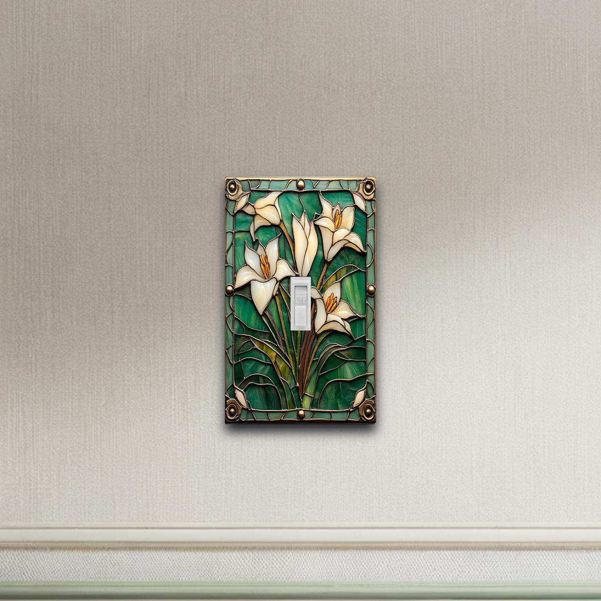 Art Nouveau Lily design Wall Switch Plate outlet cover rocker plate light switch plate wall plate covers lightswitch plate gift idea.