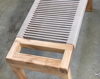 Bench of handmade, Modern Style Bench • Mudroom / Entryway Bench • Hand Woven End of Bed Stool •Handmade , instagram : eldeörgü