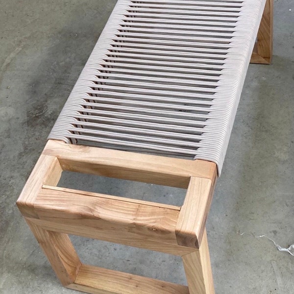 Bench of handmade, Modern Style Bench • Mudroom / Entryway Bench • Hand Woven End of Bed Stool •Handmade , instagram : eldeörgü