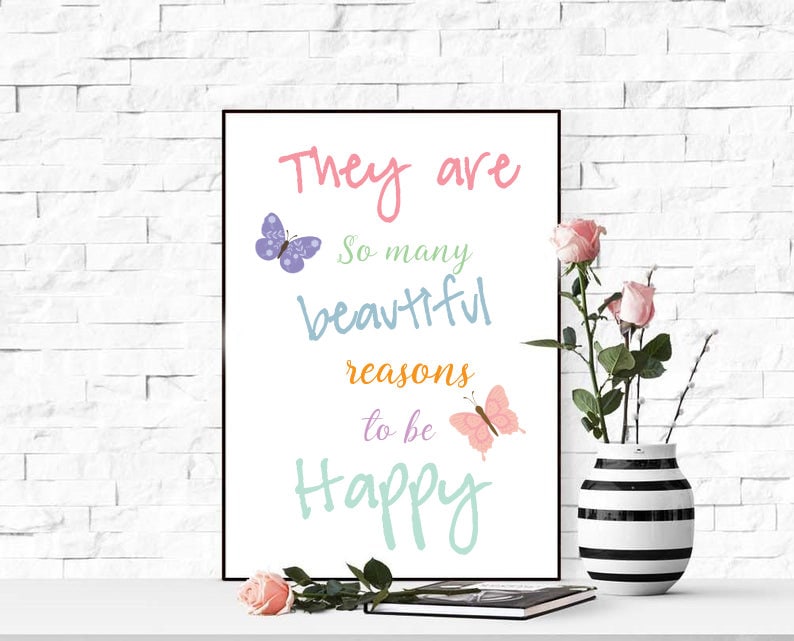 printable instant download happy wall quote a4 size etsy