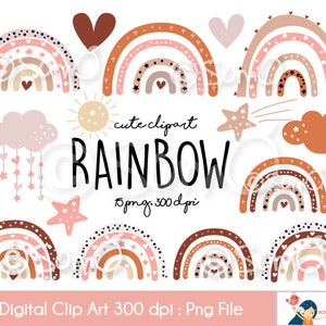 Rainbows Digital Clipart, Pastel,  Art Set