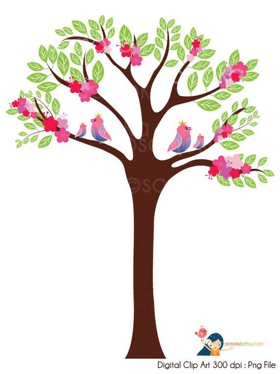 Susser Vogel Und Baum Clipart Festgelegt Serie 2 Etsy