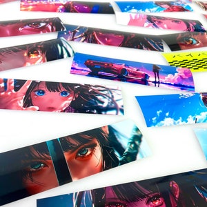May include: A collection of colorful anime-style stickers featuring various characters with different expressions and backgrounds. The stickers are printed on glossy paper and have a vibrant, eye-catching design.