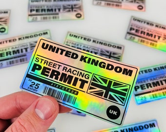 Holographic Street Racing Permit Sticker UK | JDM Car Sticker | Vinyl Decal | Car Sticker | Japenese JDM