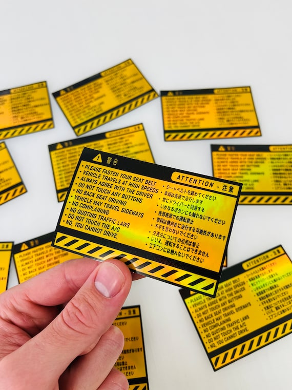 Holographic Warning JDM Sticker | JDM Car Sticker | Vinyl Decal | Car Sticker | Japenese JDM