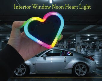 LED Heart Car Window Neon Light | Multi-Colour Neon Accent | Red, Blue, Pink, Ice Blue Colours | JDM Aesthetic Car Decor
