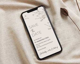 Digitale Save the Date gepersonaliseerd | eCard Bruiloft | huwelijksuitnodiging | huwelijksuitnodiging | Versturen via Whatsapp | Canva-sjabloon