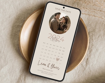 Digital Save the Date Wedding Calendar with Photo personalizable Save-the-Date calendar with picture Save the Date calendar page personalized