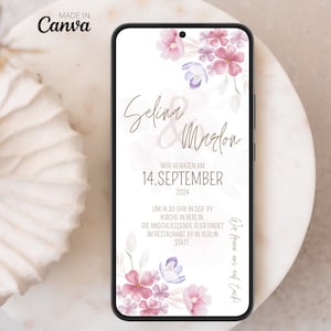 Digitale Hochzeitseinladung Blumen personalisierte Einladung zur Hochzeit mit Blumen Digitale Einladung Hochzeit mit Tagesablauf Whatsapp