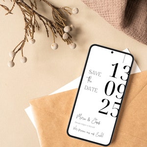 Save the Date Hochzeit minimalistisch | Digitale Hochzeitseinladung | Save the Date personalisiert Digital mit Whatsapp versenden