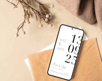 Save the Date wedding minimalist | Digital wedding invitation | Save the Date personalized Send digitally with Whatsapp