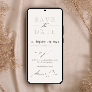 Save the Date Hochzeit Digital Digitale Hochzeitseinladung personalisiert Save-the-date zum versenden mit Whatsapp Safe the date ecard