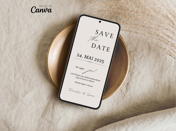 Save the Date Hochzeit | Digitale Hochzeitseinladung | Einladung zur Hochzeit personalisiert Digital Save-the-Date versenden mit Whatsapp