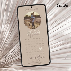 Digital Save the Date Hochzeit Kalender und Foto | Digital calender mit Bild | Kalenderblatt personalisiert | Save the Date digital 2024