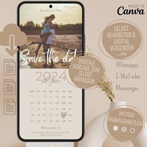 Save the Date digital digital wedding invitation personalized with picture Save the Date digital with photo personalizable calendar 2024/2025 image 7