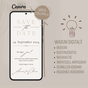 Save the Date Hochzeit Digital Digitale Hochzeitseinladung personalisiert Save-the-date zum versenden mit Whatsapp Safe the date ecard