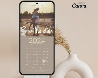 Save the Date Digital with Calendar digital invitation personalized with picture Save the Date digital with photo German Wedding 2024 / 2025