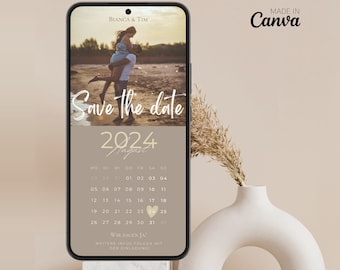 Save the Date Digital with Calendar digital invitation personalized with picture Save the Date digital with photo German Wedding 2024 / 2025