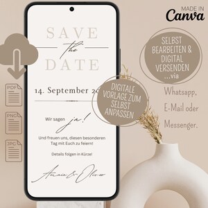 Save the Date Hochzeit Digital Digitale Hochzeitseinladung personalisiert Save-the-date zum versenden mit Whatsapp Safe the date ecard