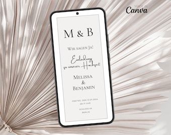 Save the Date digital wedding Digital wedding invitation personalized Save the Date minimalist wedding invitation with Whatsapp
