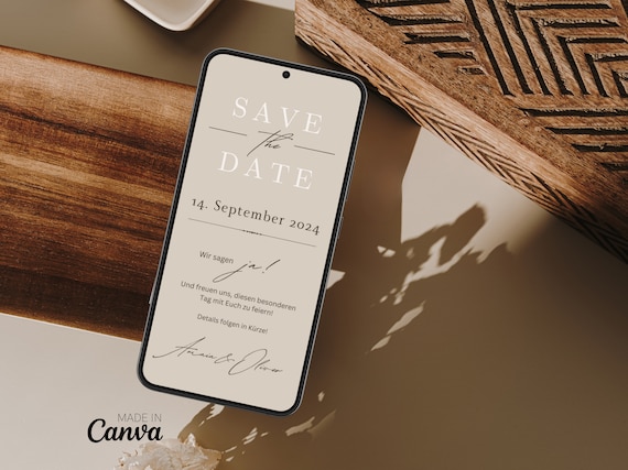 Save the Date Hochzeit Digital | Digitale Hochzeitseinladung personalisiert | Save-the-date zum versenden mit Whatsapp | Safe the date ecard