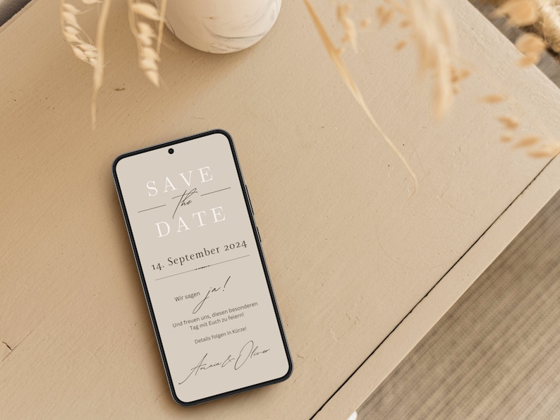 Save the Date Hochzeit Digital Digitale Hochzeitseinladung personalisiert Save-the-date zum versenden mit Whatsapp Safe the date ecard