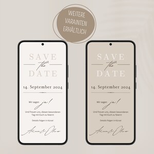 Save the Date Hochzeit Digital Digitale Hochzeitseinladung personalisiert Save-the-date zum versenden mit Whatsapp Safe the date ecard
