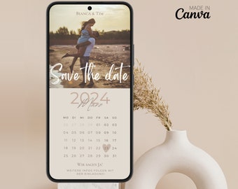 Save the Date digital digitale Einladung Hochzeit personalisiert mit Bild Save the Date digital mit Foto personalisierbar Kalender 2024/2025