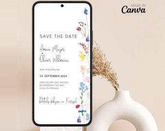 Save the Date digital wedding Safe the date wedding Ecard with flowers digital invitation wedding digital save the dates wedding invitation