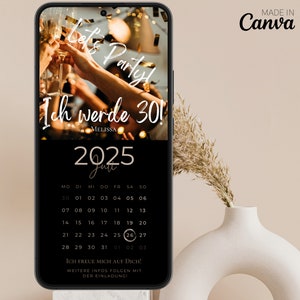 Digitale Geburtstagseinladung personalisiert mit Bild Save the Date digital mit Foto personalisierbar Kalender Save the Date Geburtstag