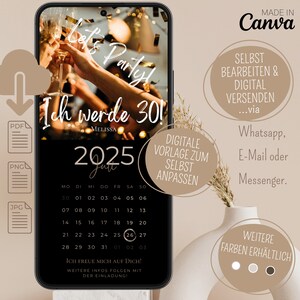 Digitale Geburtstagseinladung personalisiert mit Bild Save the Date digital mit Foto personalisierbar Kalender Save the Date Geburtstag