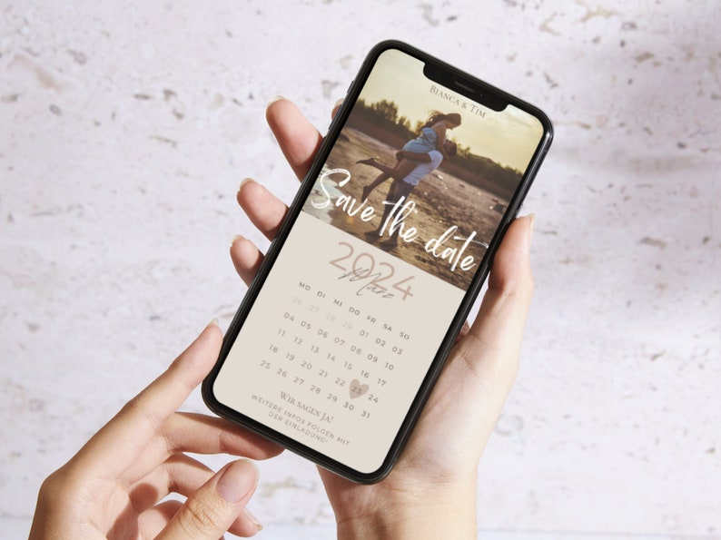 Save the Date digital digital wedding invitation personalized with picture Save the Date digital with photo personalizable calendar 2024/2025 image 4