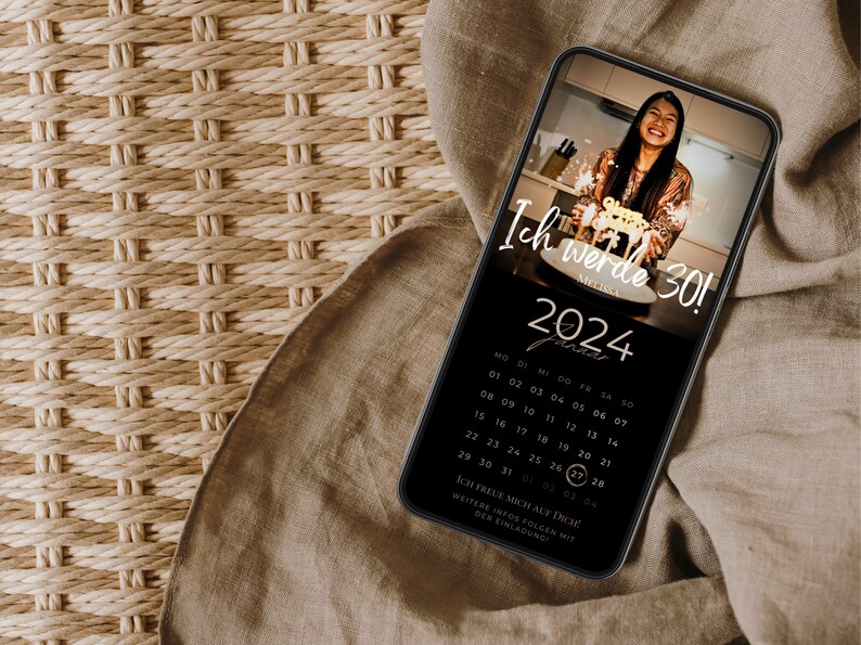 Digitale Geburtstagseinladung personalisiert mit Bild Save the Date digital mit Foto personalisierbar Kalender Save the Date Geburtstag