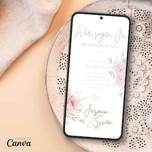 Digitale Hochzeitseinladung mit Tagesablauf personalisierte Einladung Hochzeit digital Einladung Hochzeit papierlos elektronisch