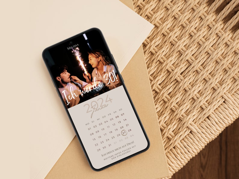 Save the Date Geburtstag digitale Geburtstagseinladung personalisiert mit Bild Save the Date digital mit Foto personalisierbar Kalender