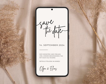 Save the Date Wedding minimalist | Digital wedding invitation personalized | Send Save the Date digitally with Whatsapp