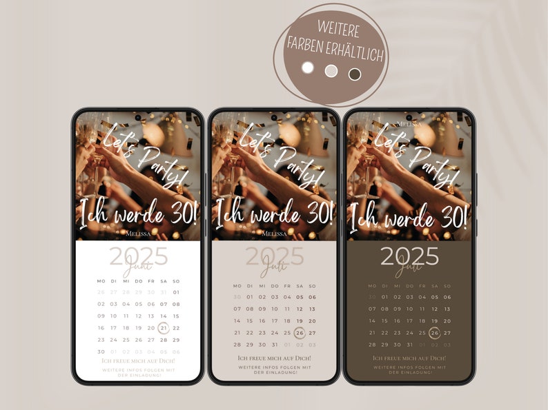 Digitale Geburtstagseinladung personalisiert mit Bild Save the Date digital mit Foto personalisierbar Kalender Save the Date Geburtstag